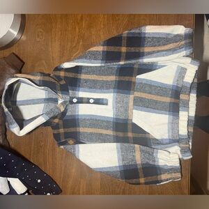 SHEIN Blue and Brown Plaid Kids Sweater